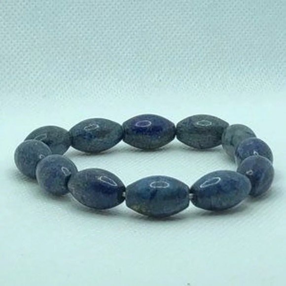 Hand Crafted Jewelry - Large Blue Bead Fashion Stretch Bracelet